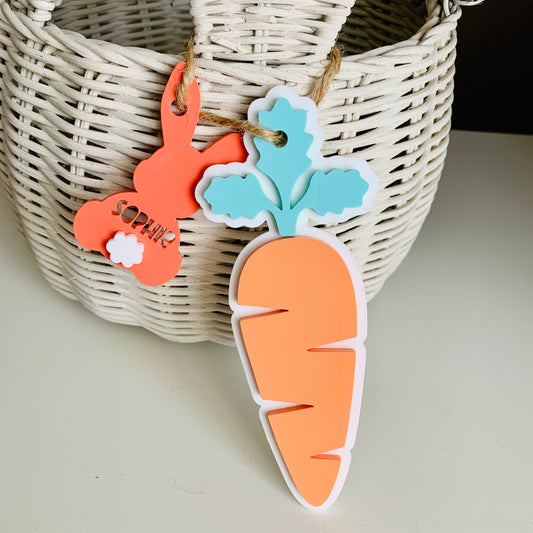 Personalised Easter Carrot and Bunny Tag