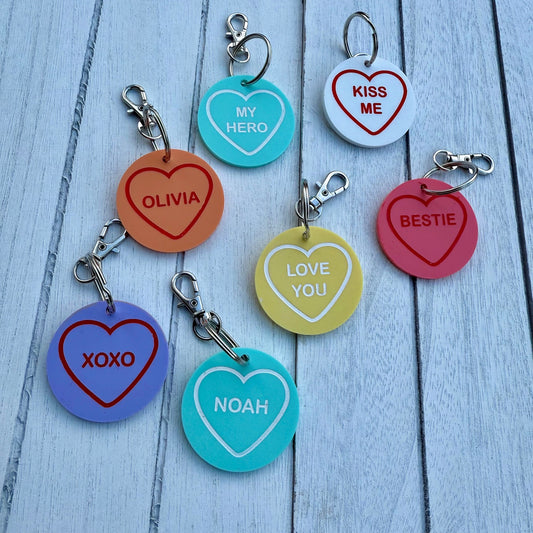 Personalised Love Heart Message Key Ring