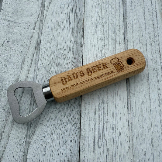 Personalised Bottle Opener with Wooden Handles