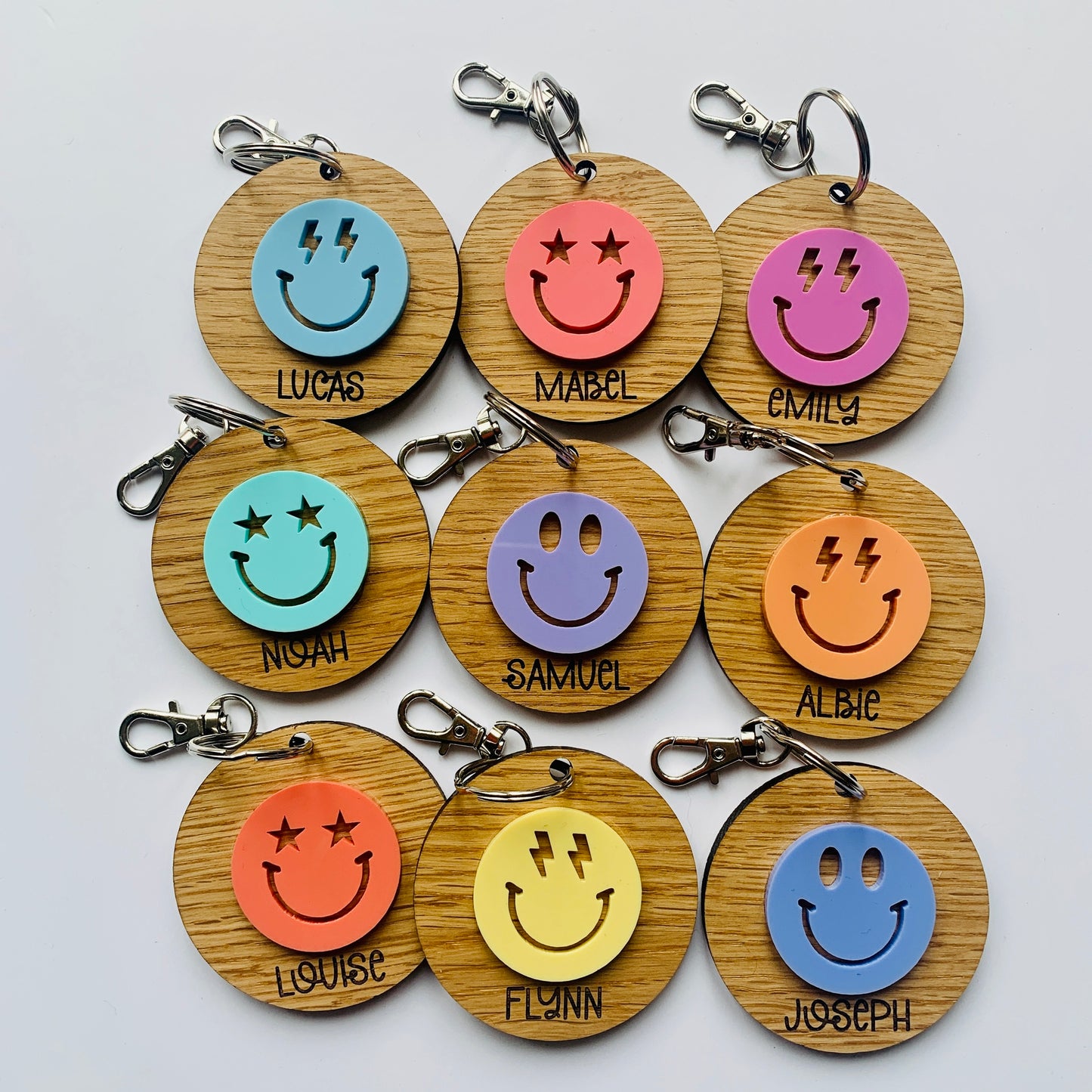Personalised Smiley Face Key Ring / Book Bag Tag