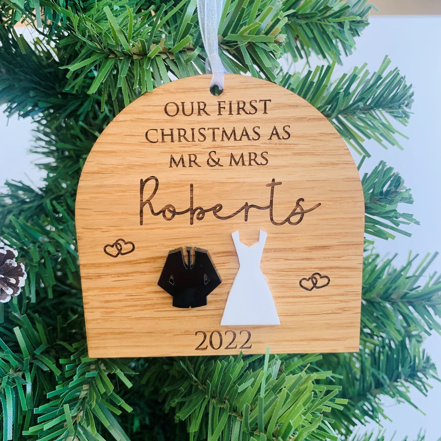Personalised 3D First Christmas as Mr & Mrs Bauble