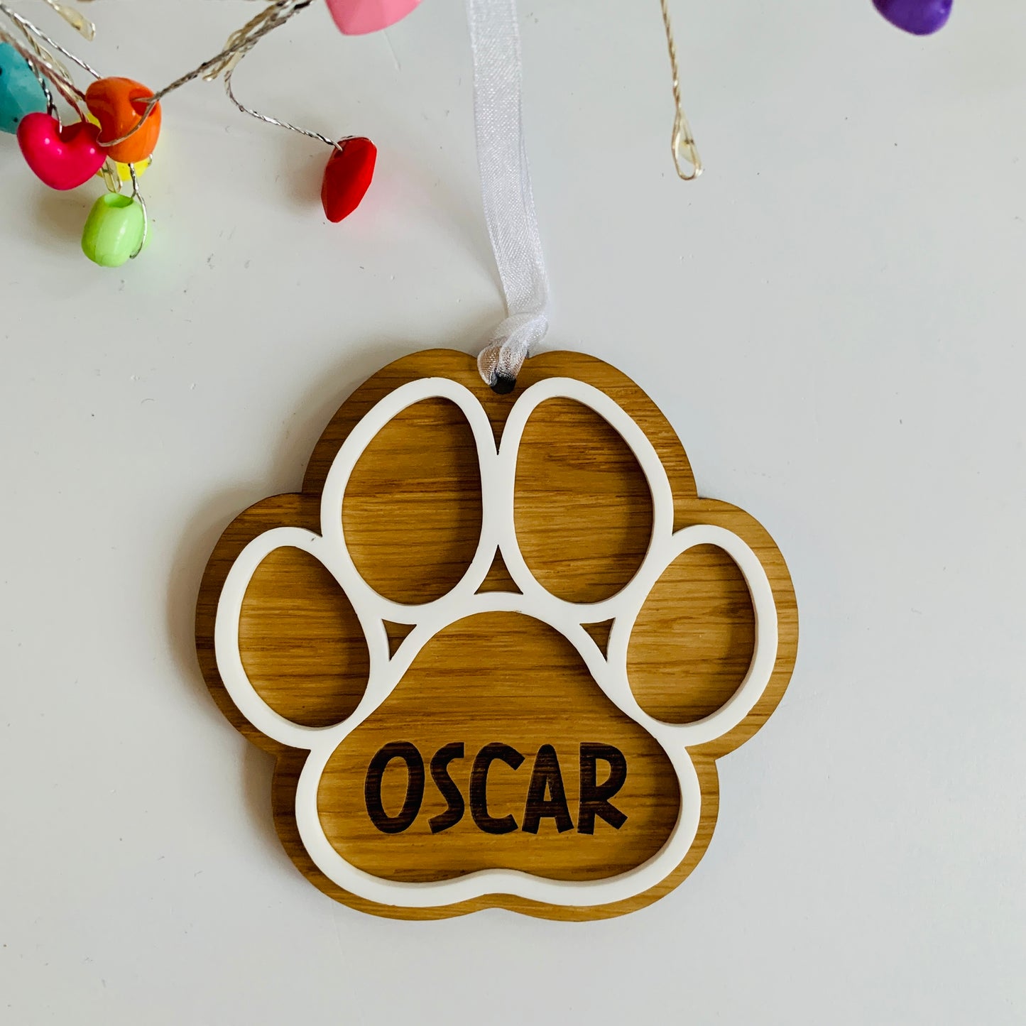 Personalised 3D Paw Print Hanging Decoration