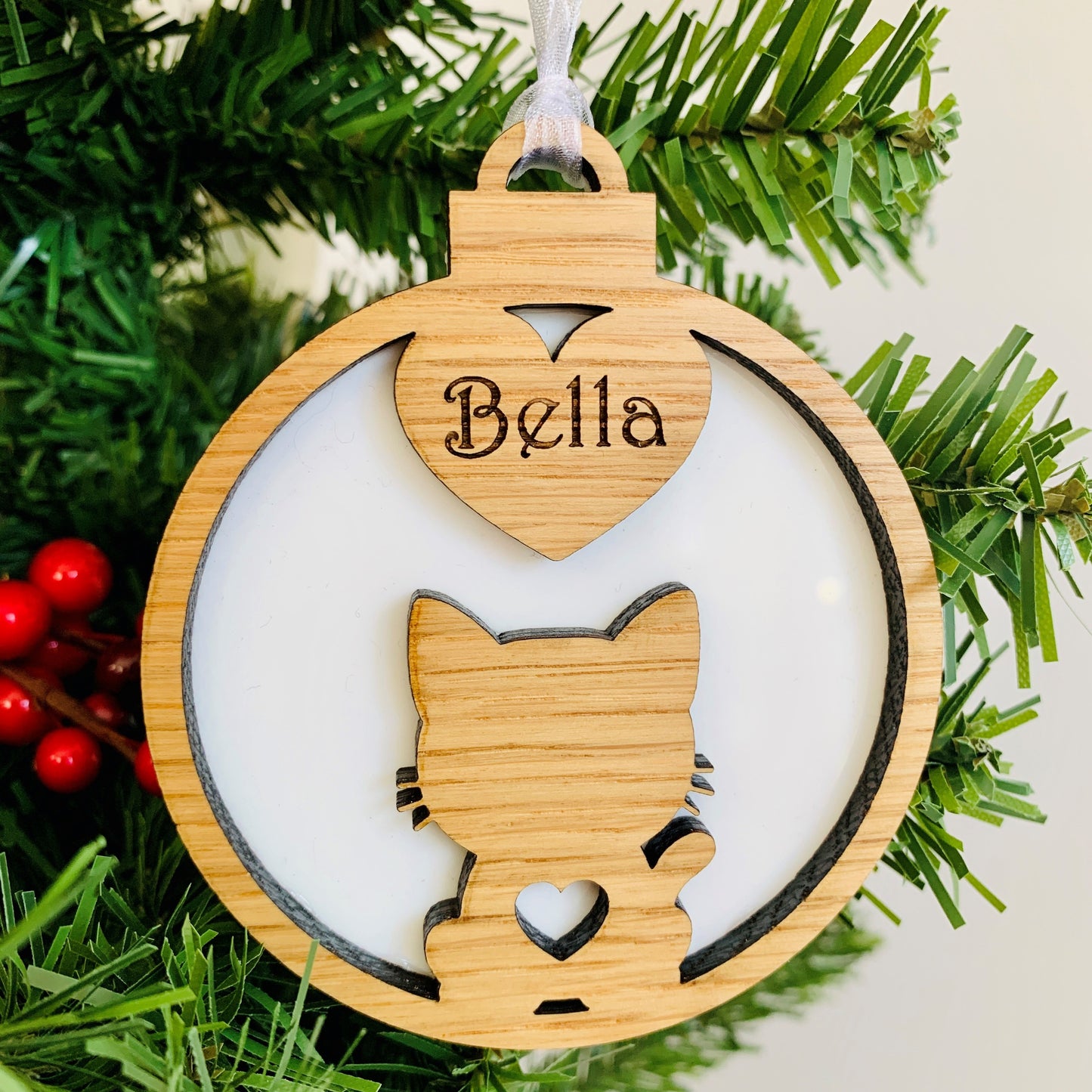 Personalised 3D Cat Silhouette Bauble