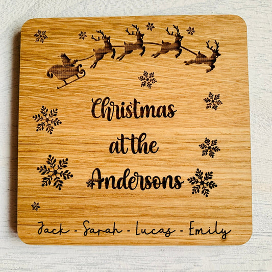 Personalised Christmas at the Surname coaster