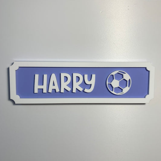 Personalised 3D Children's Bedroom Door Sign - Football