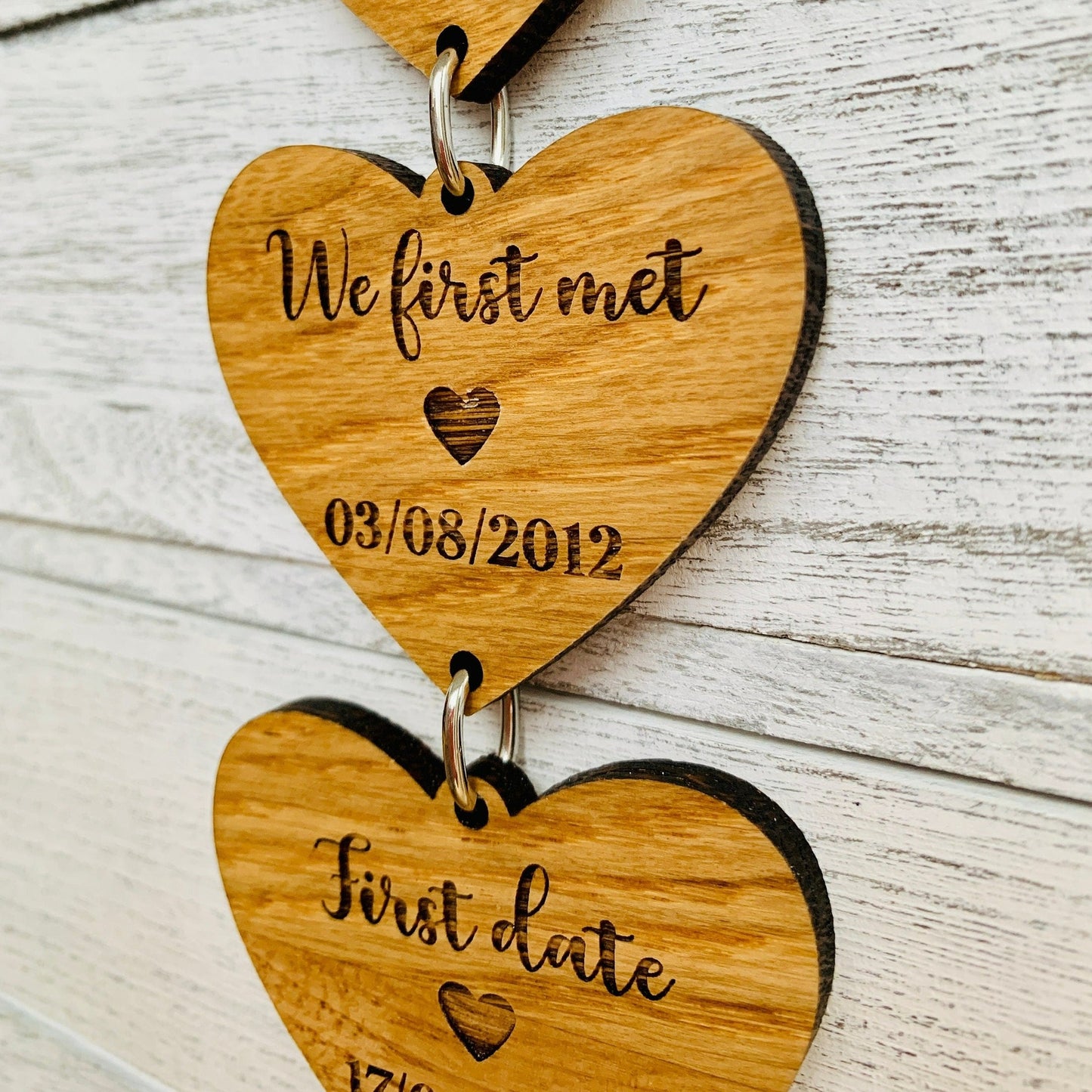 Personalised Oak Couples Story Hanging Decoration