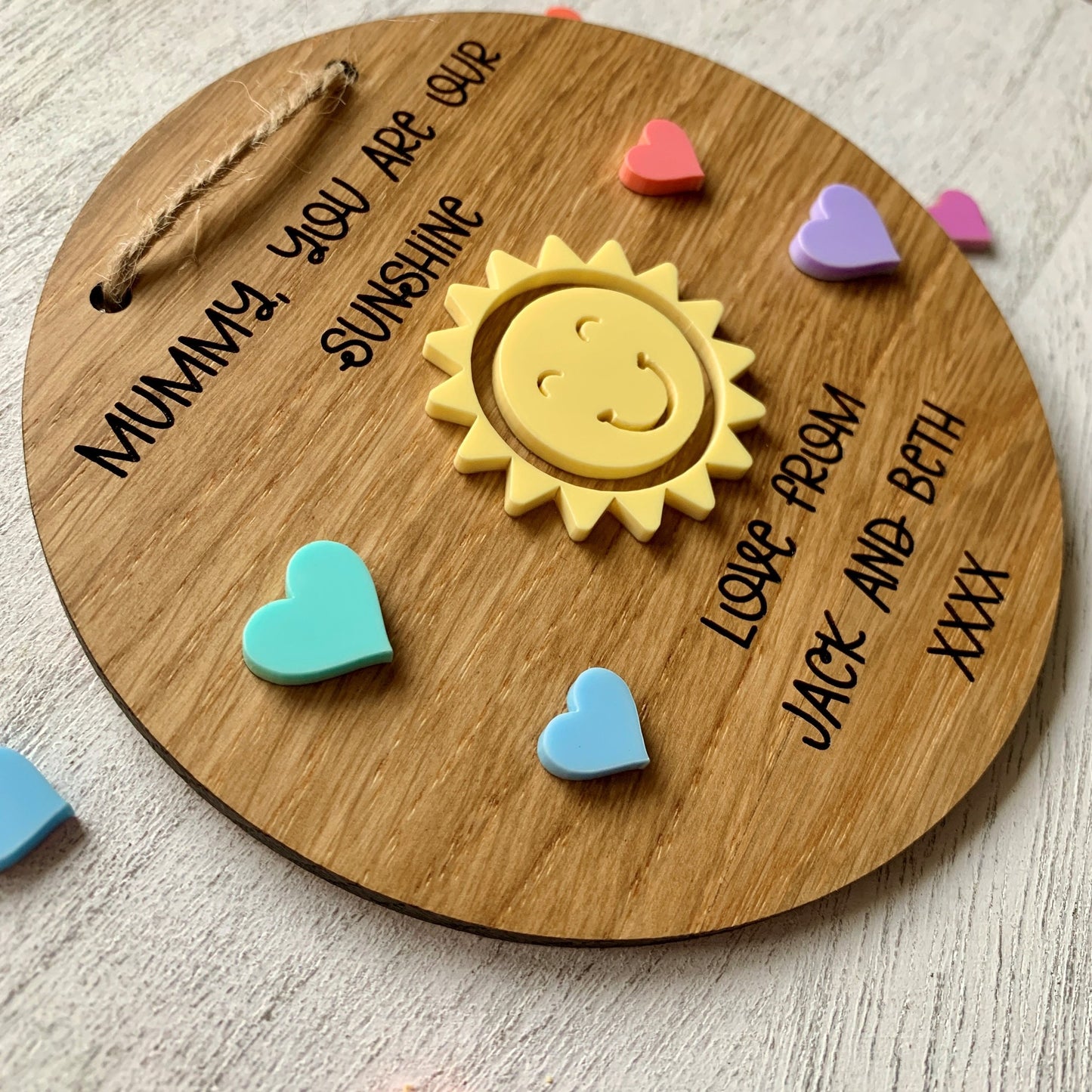 Personalised Oak You Are Our Sunshine Sign