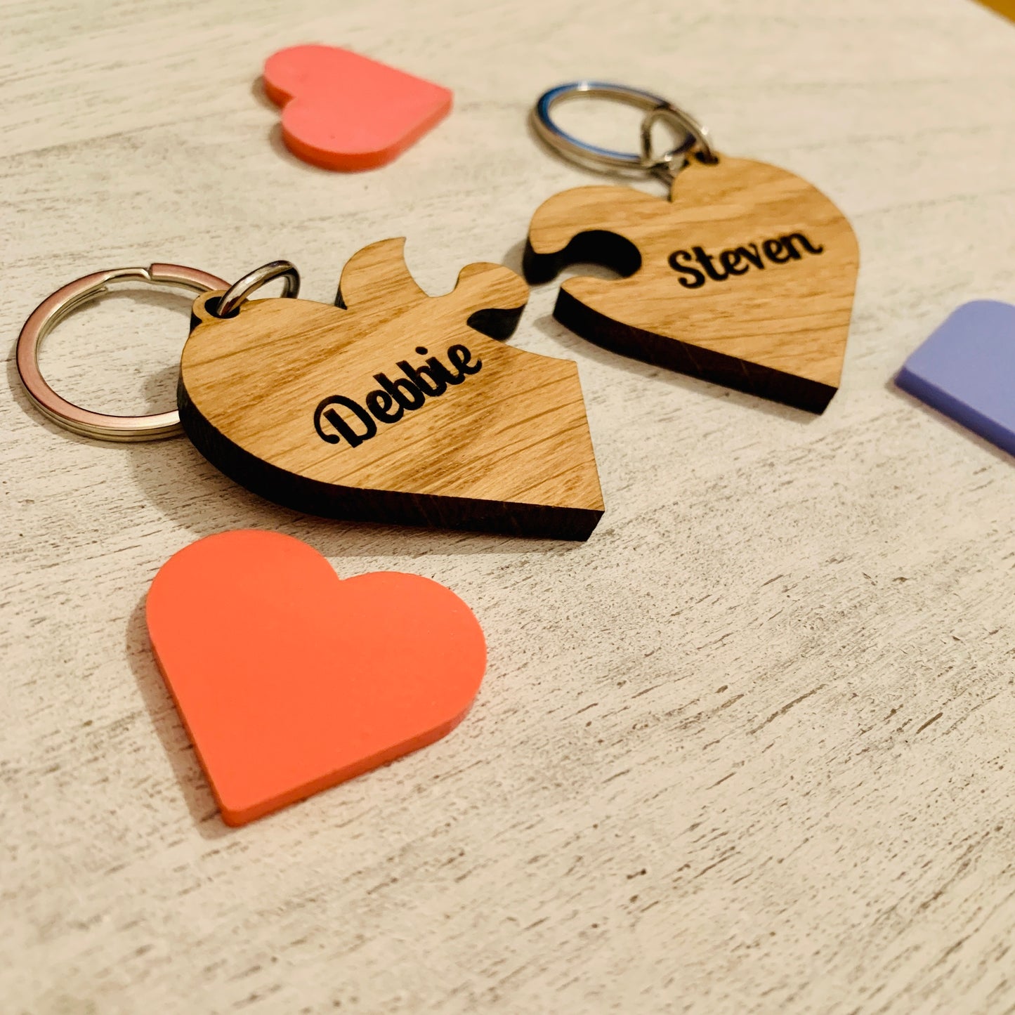 Couples Heart Jigsaw Key Ring