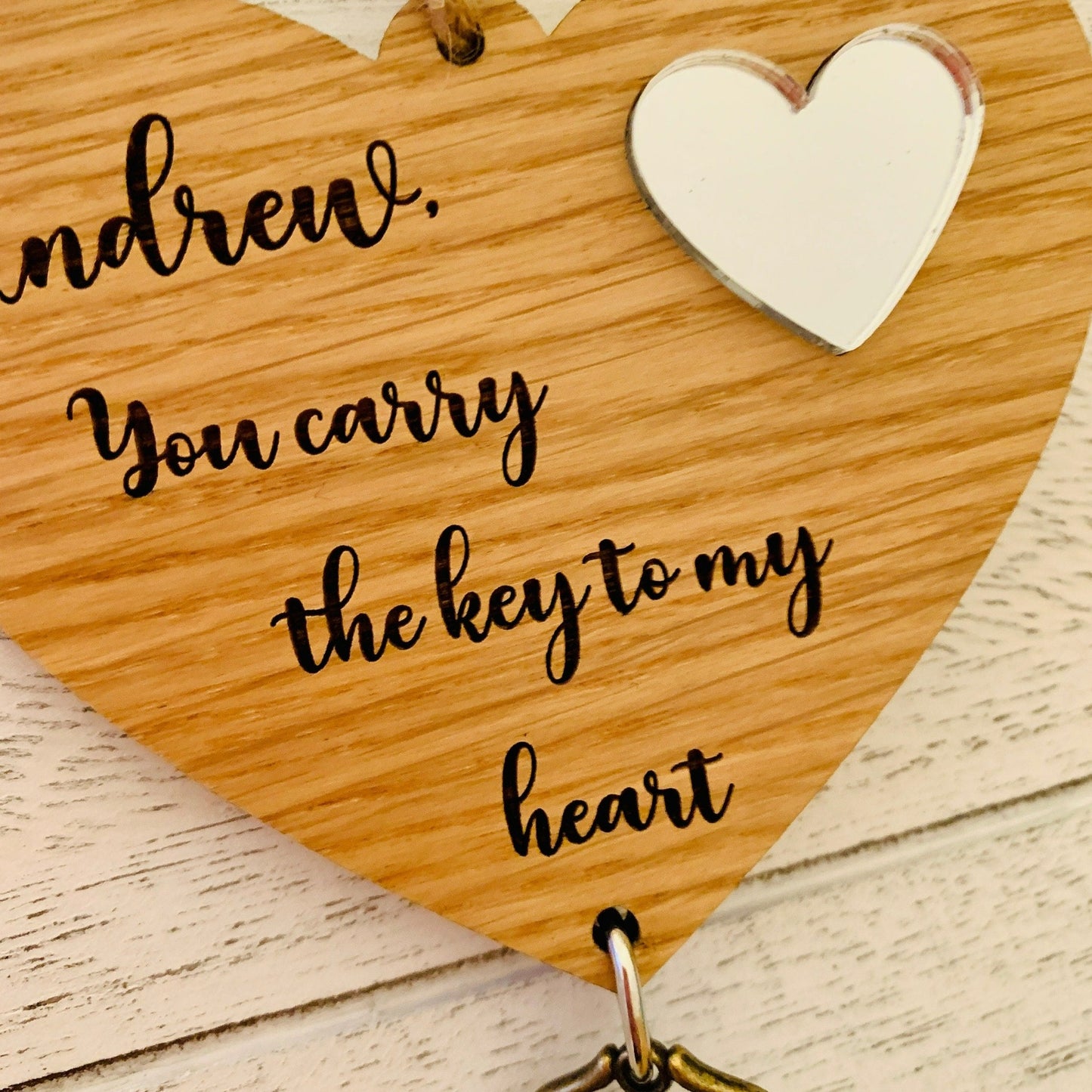 Personalised Heart & Key Hanging Decoration