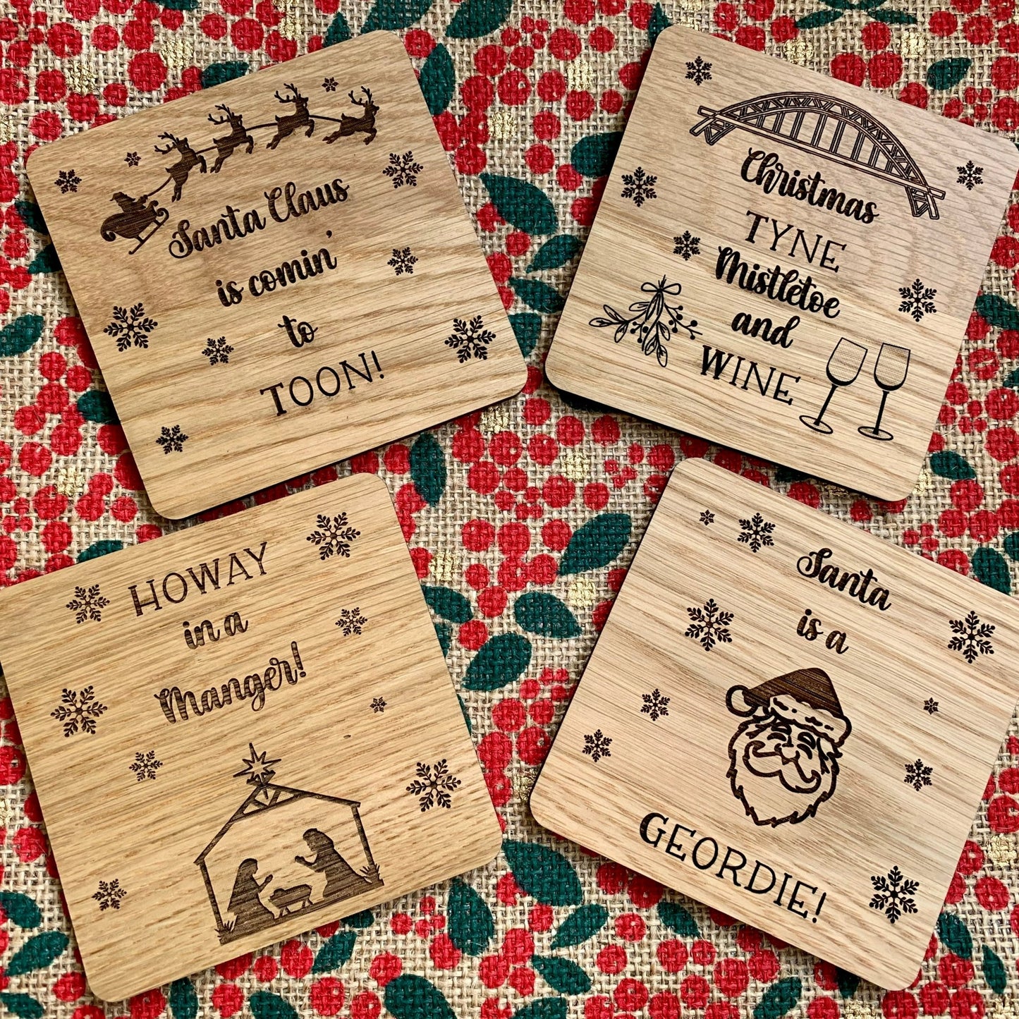 4 Pack Geordie Christmas Coasters