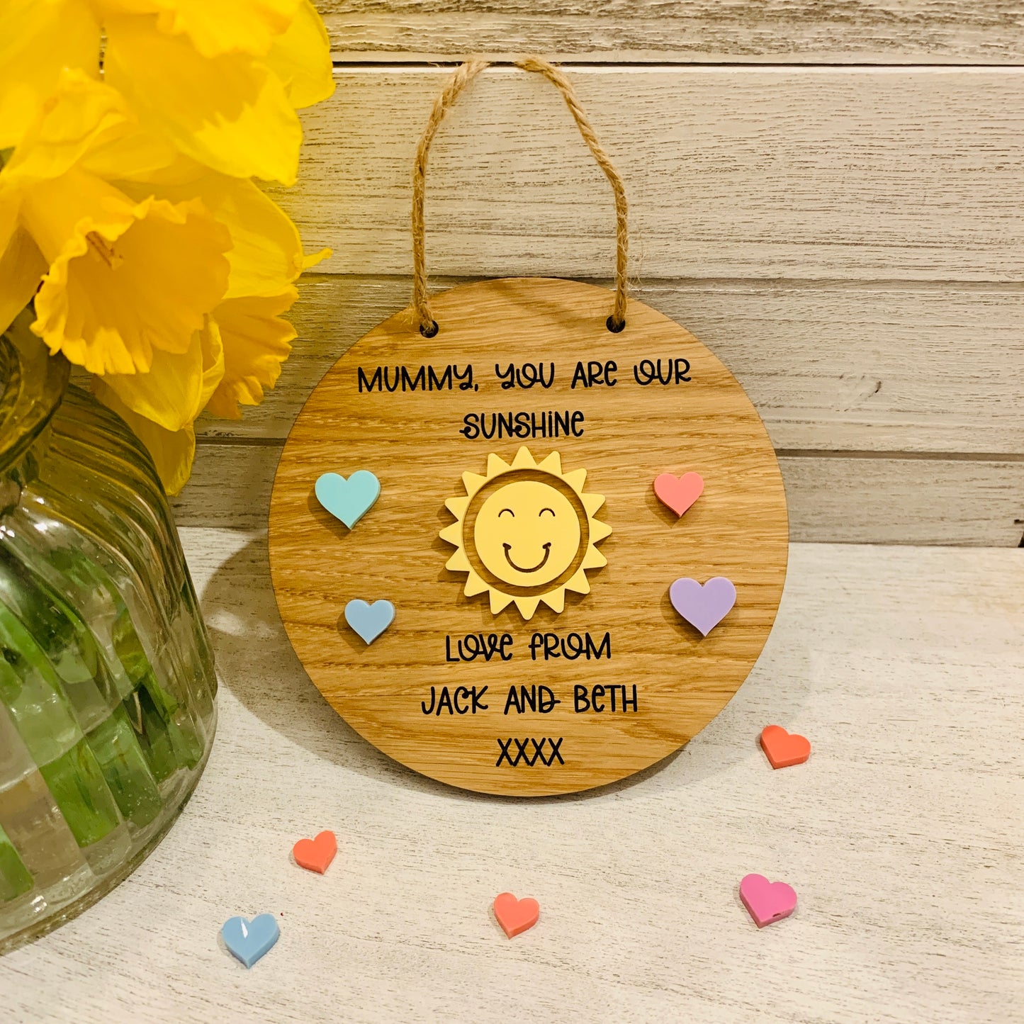 Personalised Oak You Are Our Sunshine Sign